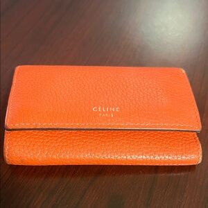Céline Orange Leather Key Case